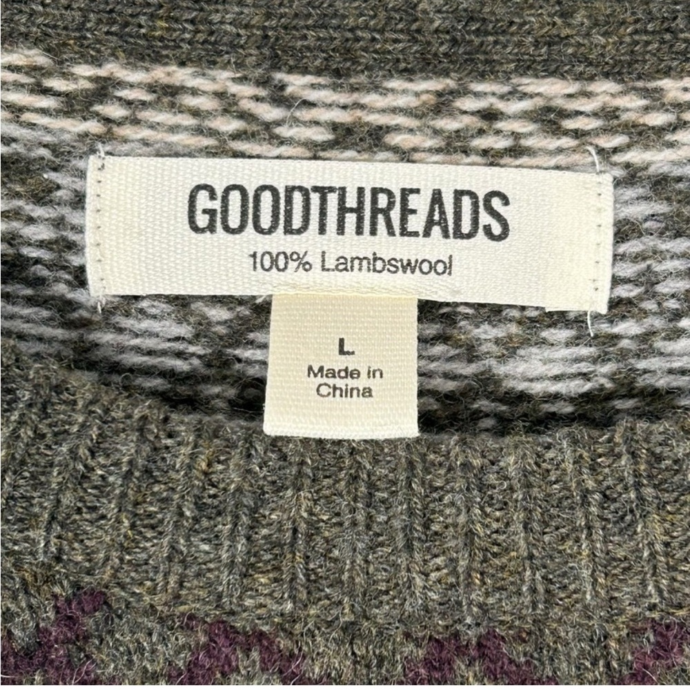 100% Lambswool Sweater Men's Crewneck - Fair Isle Pattern - Picture 4 of 4